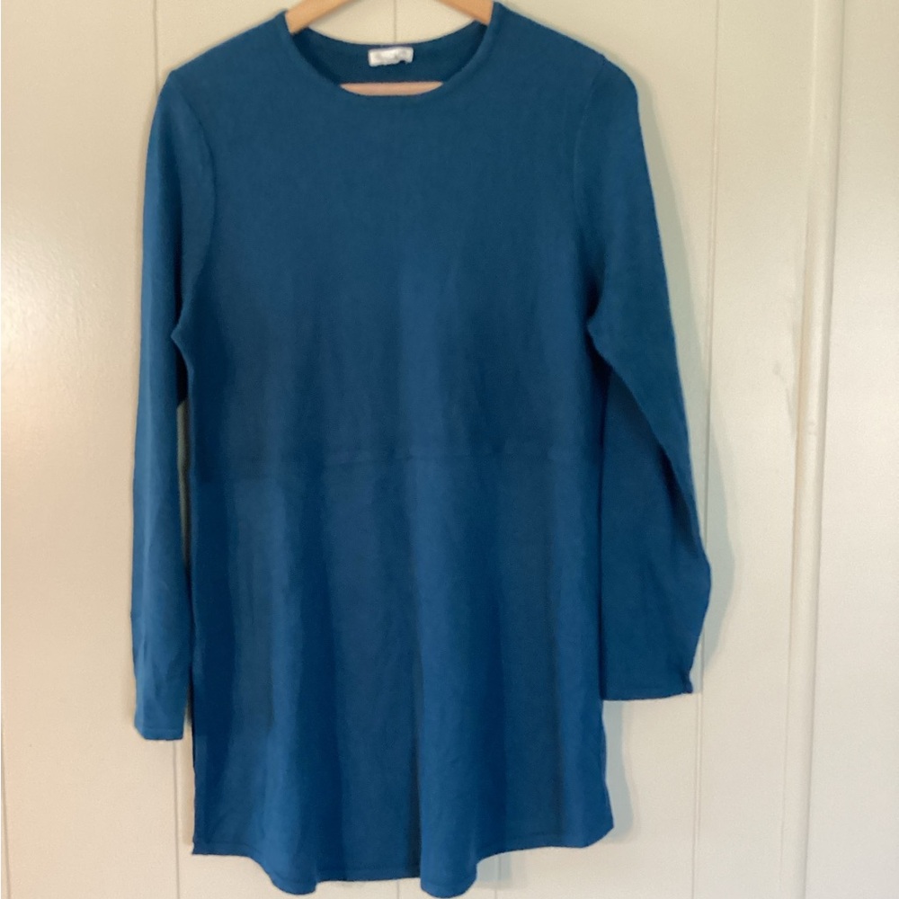 J Jill size M blue long sleeve crew neck sweater dress/tunic